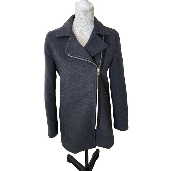 Aritzia Wilfred Free Coat Charcoal Gray Wool Cashmere Moto Fei Women's Small - Picture 1 of 11